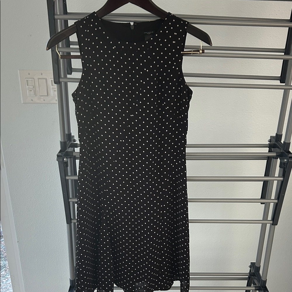 Ann Taylor Black and White Polka Dot Midi Dress